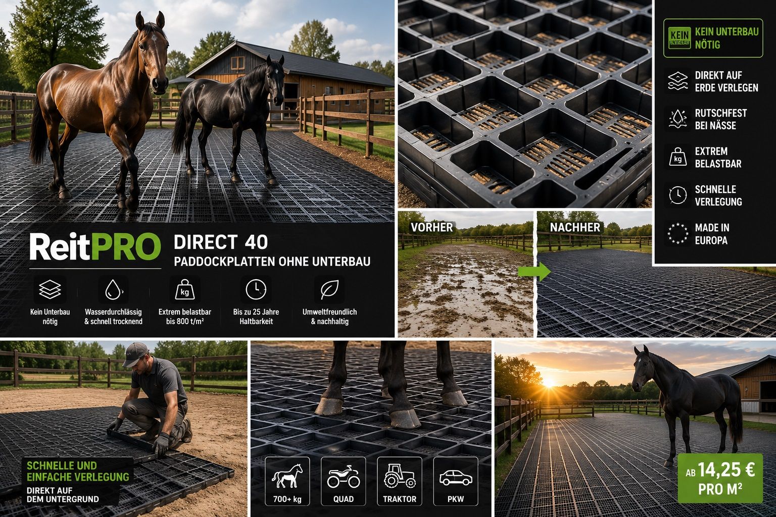 Paddockplatten kaufen & Rasengitter - Paddockgitter ohne Unterbau ReitPRO Direct 40 - Foto 2