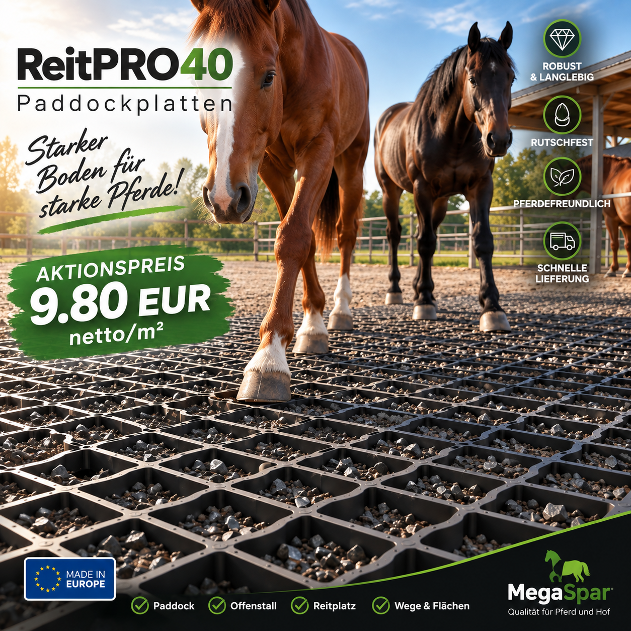 Buy paddock slabs ReitPRO 40 paddock grids & turf grids for horses