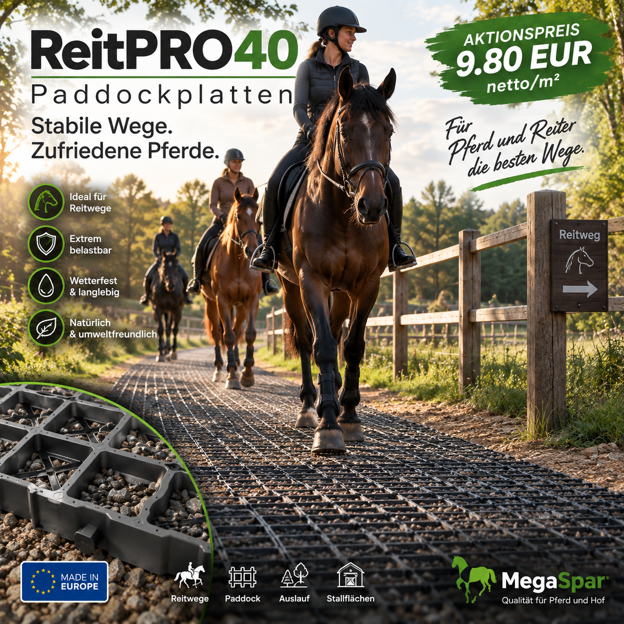 Buy paddock slabs | ReitPRO 40 Extra strong grass grids & paddock grids
