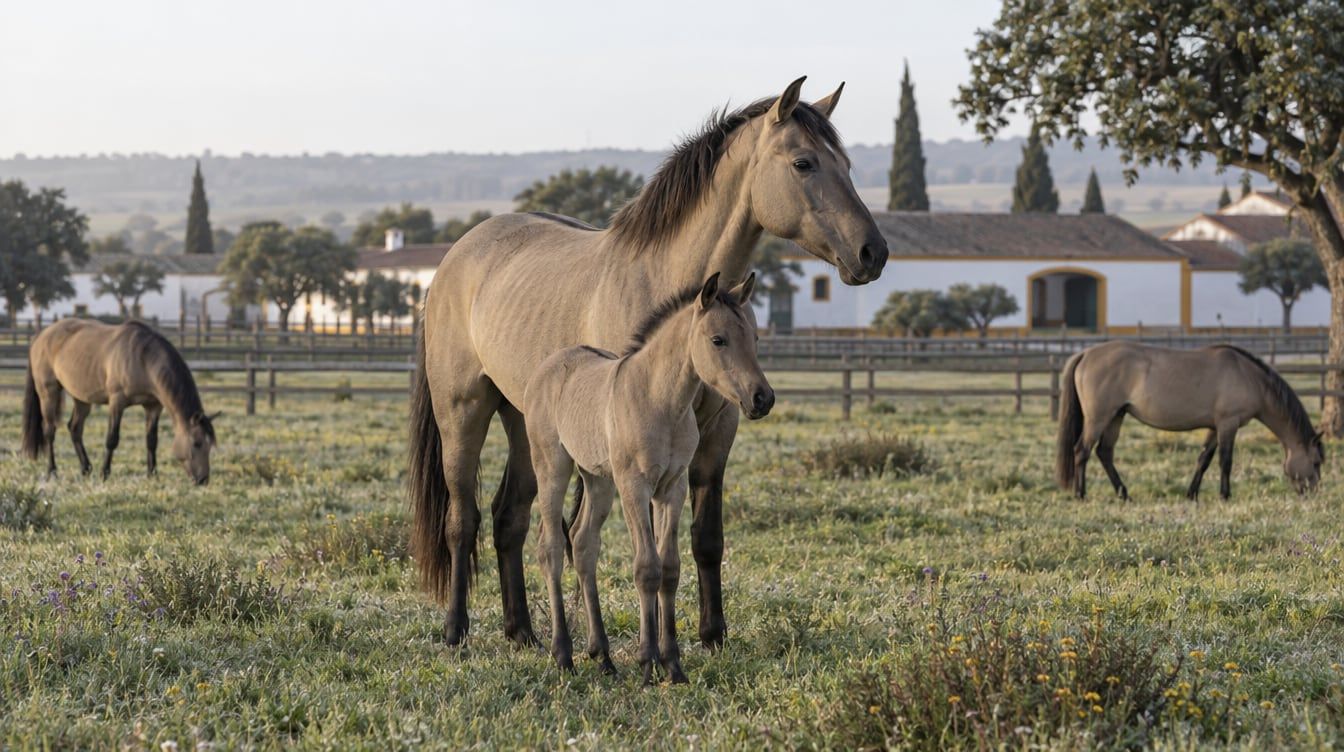 Cavalos num prado