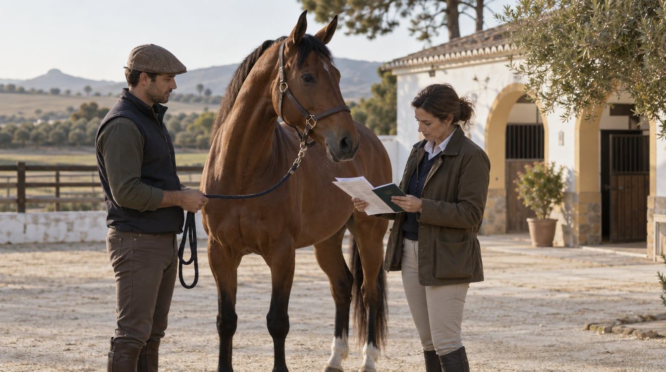 Caballo Hispano-Árabe junto a documentación