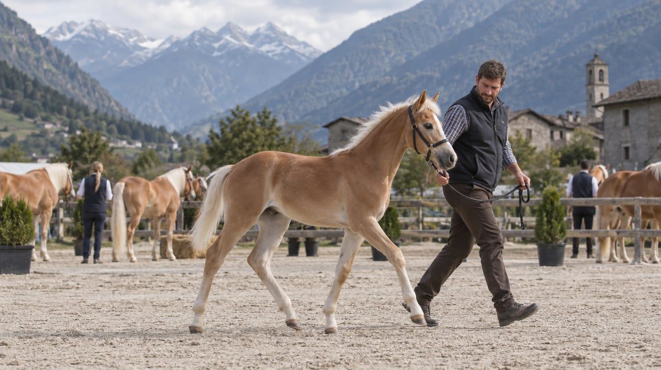 Cavallo Haflinger durante una rassegna allevatoriale