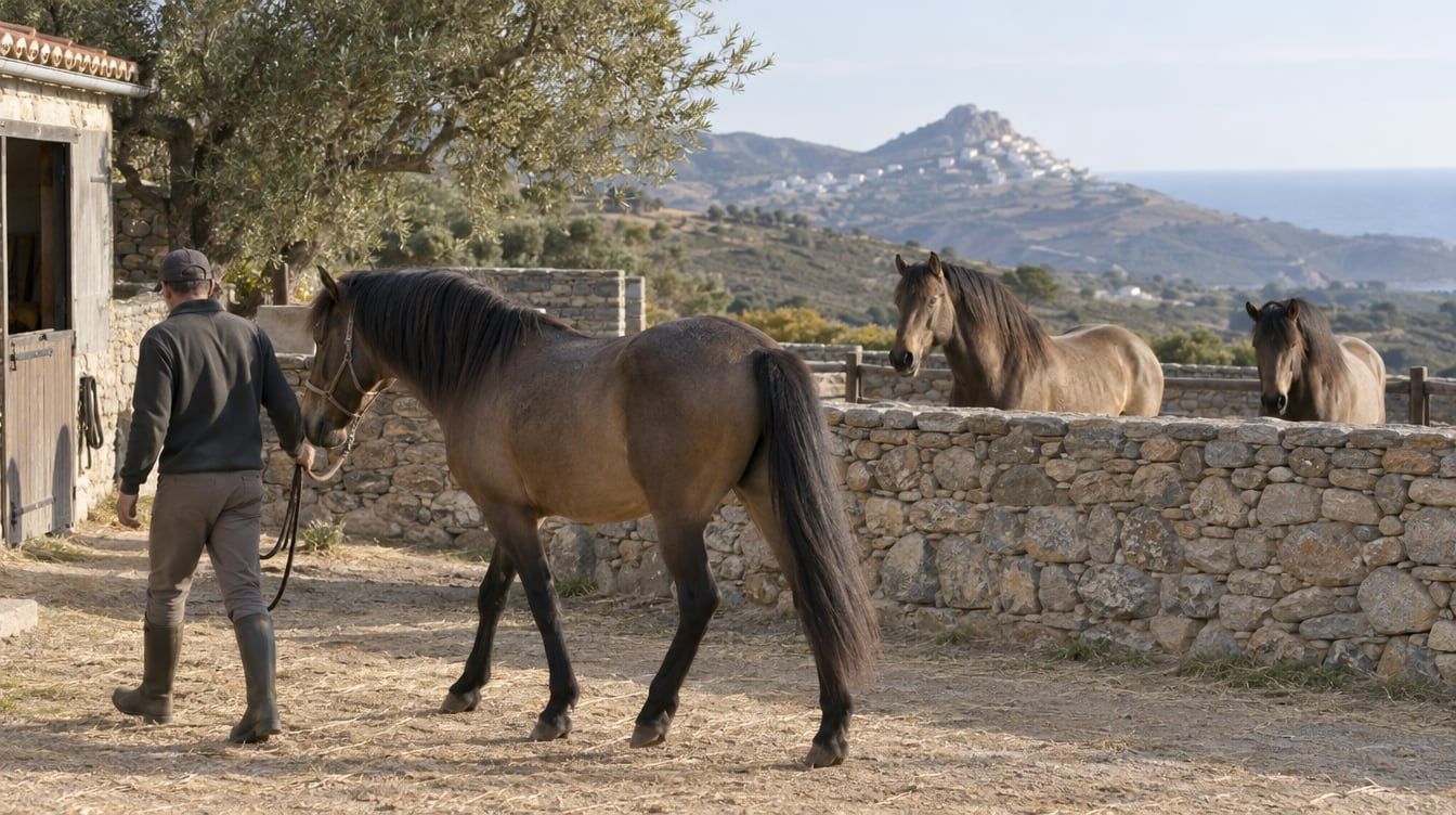 Εικονογράφηση για τη φροντίδα και την υπεύθυνη διατήρηση του σκυριανού αλόγου.